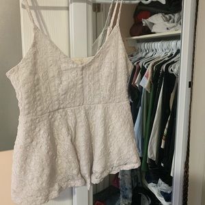 Garage white flowy lace tank top